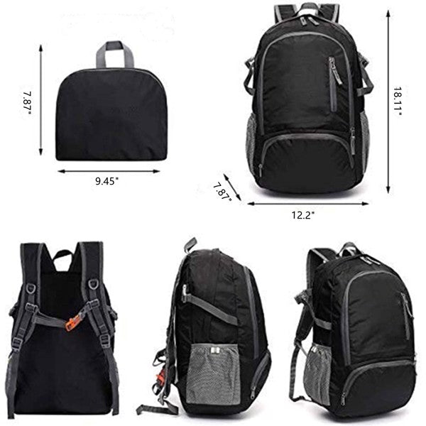 Teal Simba folding ultralight backpack with laptop compartment, suitable for sports and outdoor activities, shown in a compact, portable design.