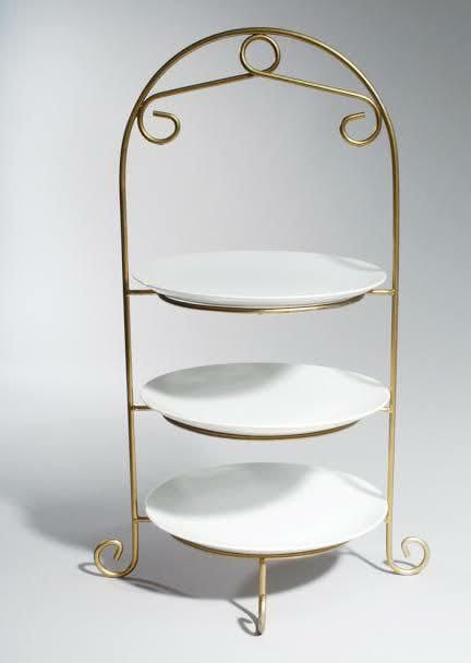 Ivory Uranus 3-Tier Plate Rack Holder for organizing plates in home kitchen, featuring sturdy metal construction and multiple tiers.