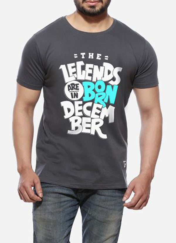 Scorpius Legends Are Born In December T-shirt featuring bold text and stylish design on a casual black cotton shirt.
