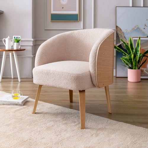 Teal Simba Lamb-hair upholstered accent chair with wooden legs, perfect for living room or bedroom decor.