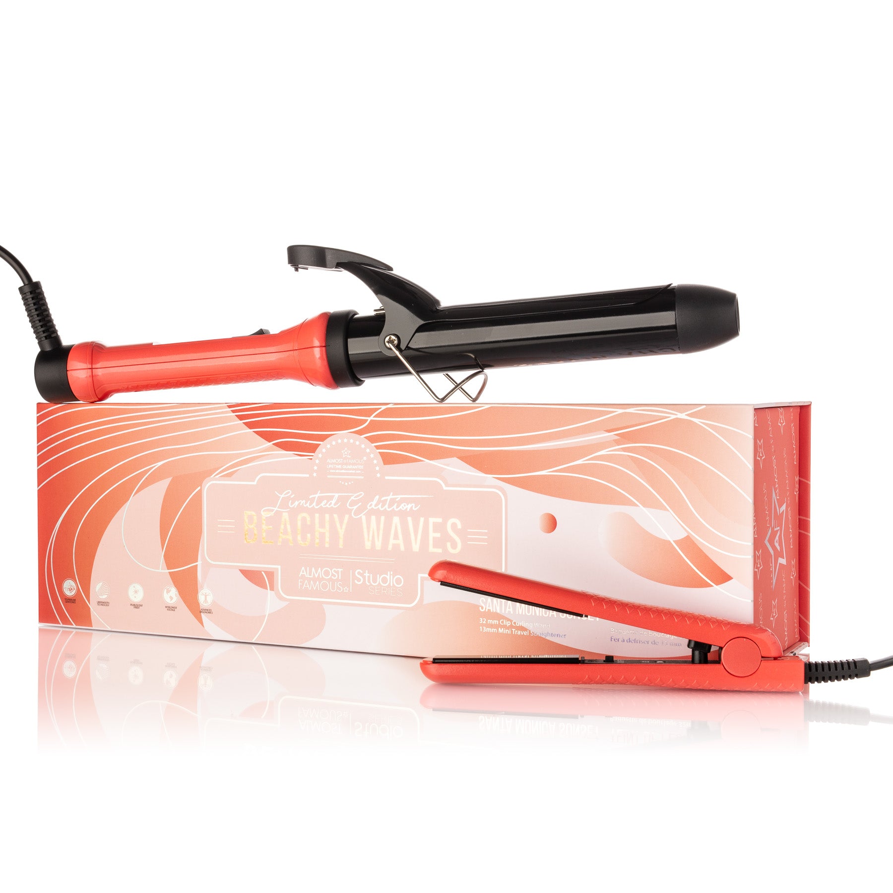 Sky Blue Thrace Beach Wave Babe hair styling set with curling wand and mini to-go container for beach-ready waves.