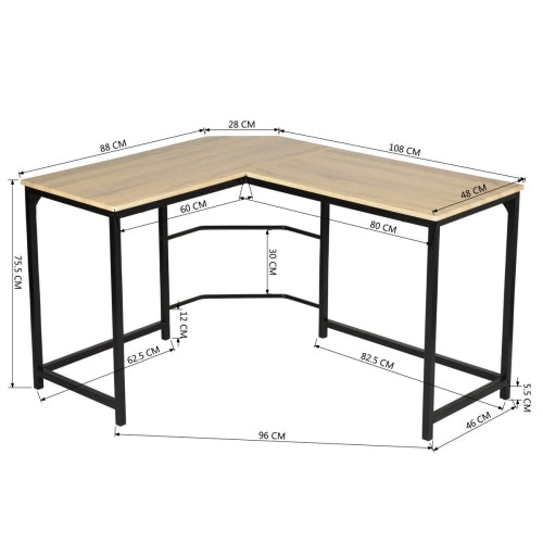 Teal Simba L-shaped computer desk made of wood, designed for home office, featuring ample workspace for PC and laptop.