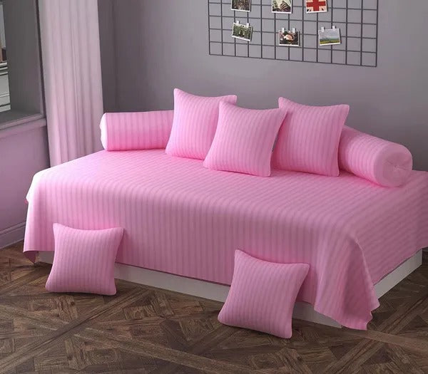 Sangria Alcestis diwan set includes a single flat bedsheet and five cushion covers in a home and garden decor style.