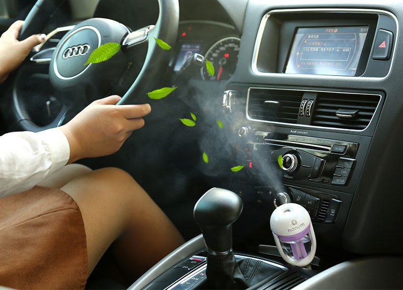 Fuchsia Molly automotive car humidifier by Nanum, compact device with a sleek design for adding moisture to vehicle interiors.