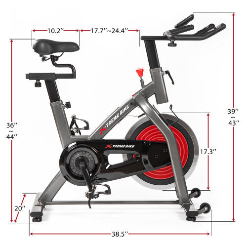 Teal Simba indoor cycling bike with 4-way adjustable handlebar and seat, LCD monitor, showing the bike&