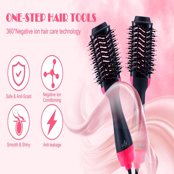 Lilac Milo hot air brush styler and volumizer for hair, with a sleek design and multiple heat settings for straightening and styling.