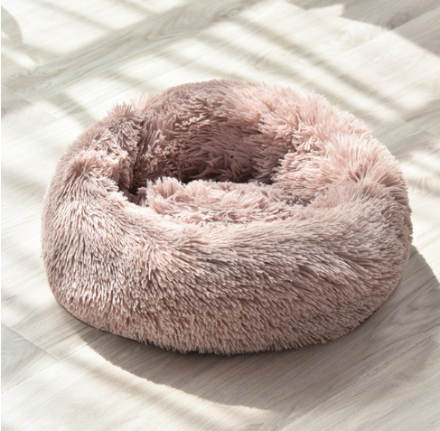 Teal Simba plush pet bed with super soft, long plush fabric, providing a calming and comfortable resting spot for pets.