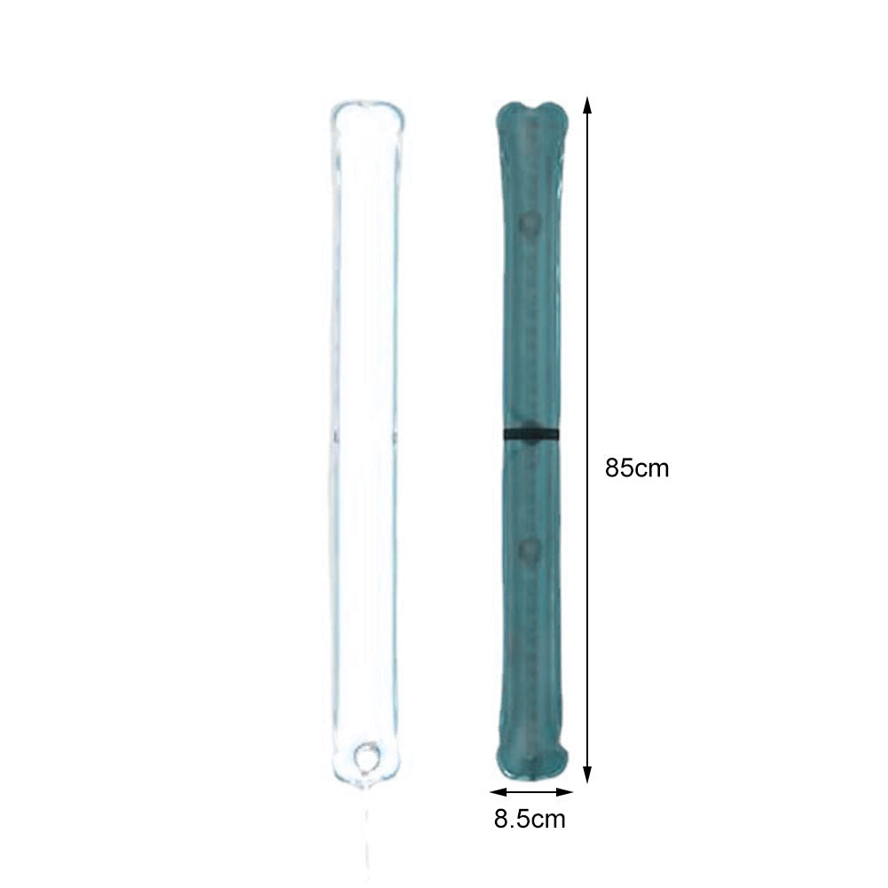 Teal Simba portable inflatable camping lamp glowing with bright light, ideal for outdoor camping and sports activities.