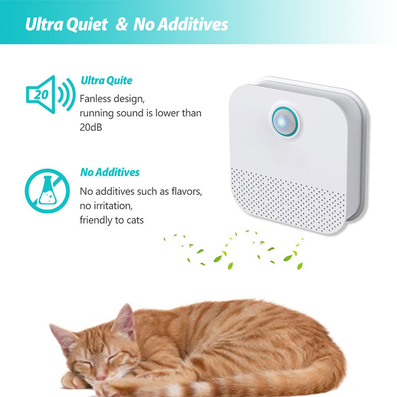 Teal Simba smart cat odor purifier for litter box and pet air cleaning, showing sleek device with air intake and filter components.