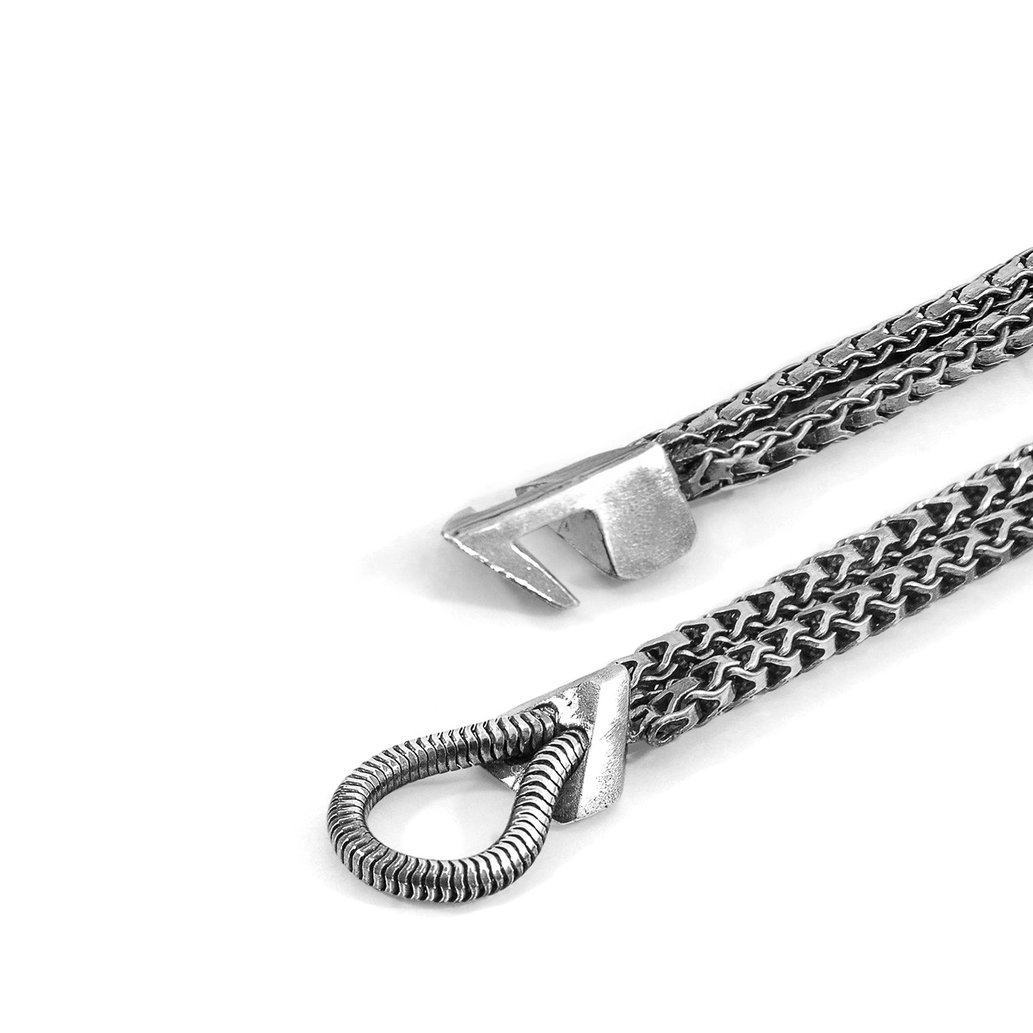 Silver chain bracelet from Magenta Sooty with Brixham Mooring design, featuring intricate links and a sleek, modern look.