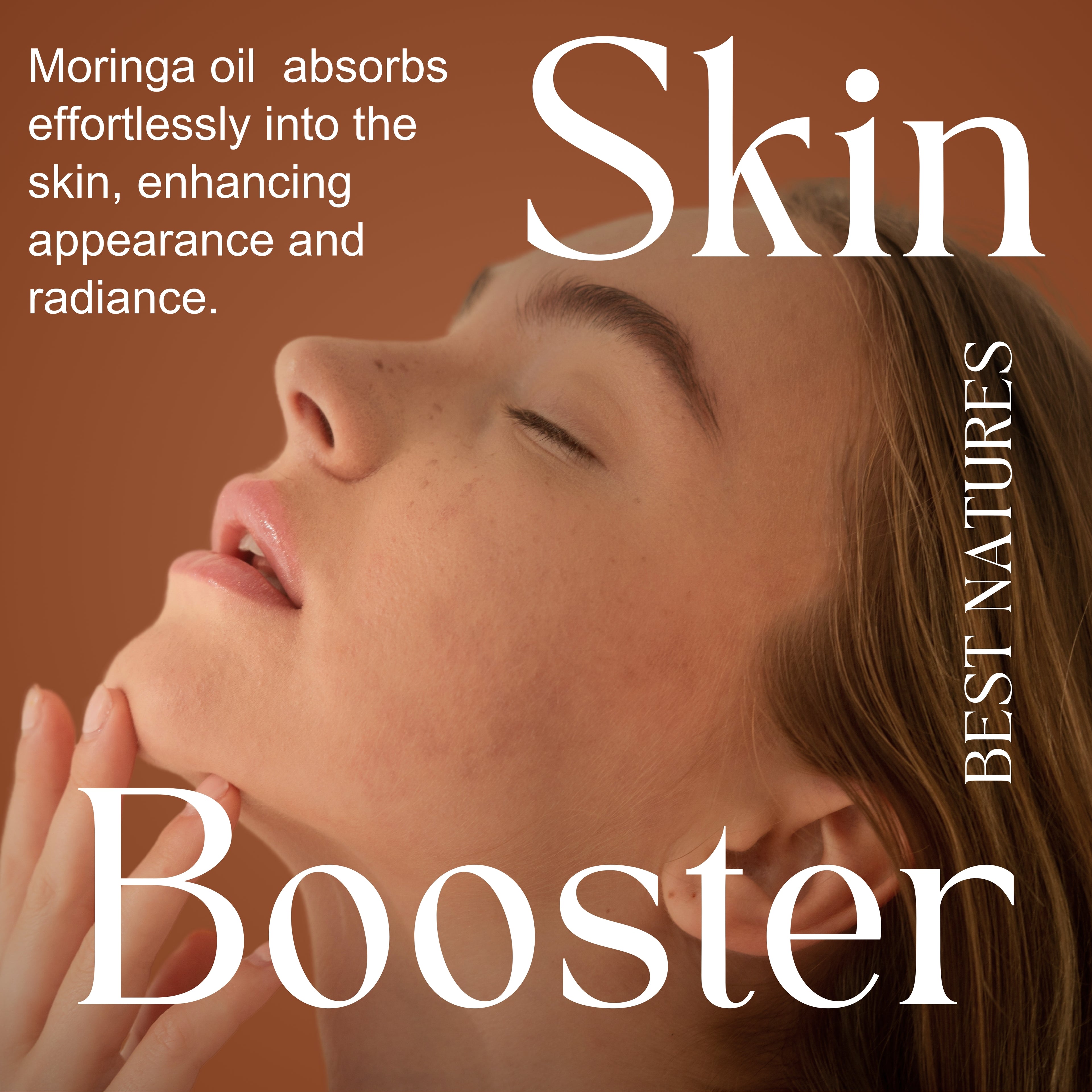 Organic yellow Poppy Moringa Seed Oil in a glass bottle, cold pressed and unrefined, ideal for skincare use