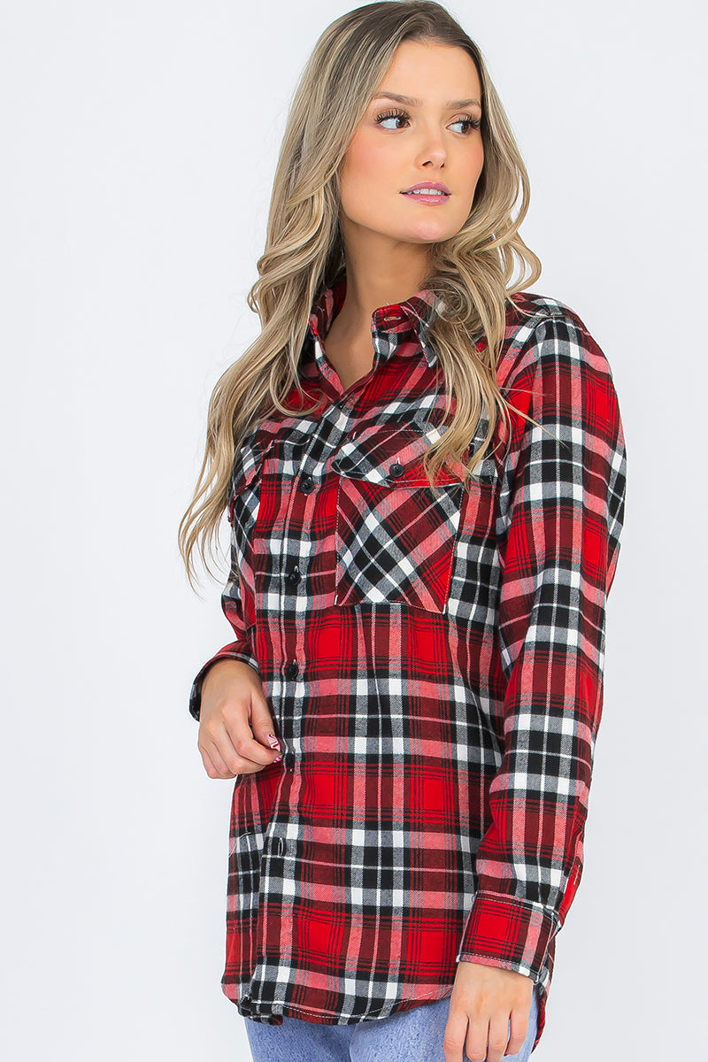 Lime Milo oversized boyfriend plaid checkered flannel top with relaxed fit and classic check pattern, casual and comfortable for everyday wear.