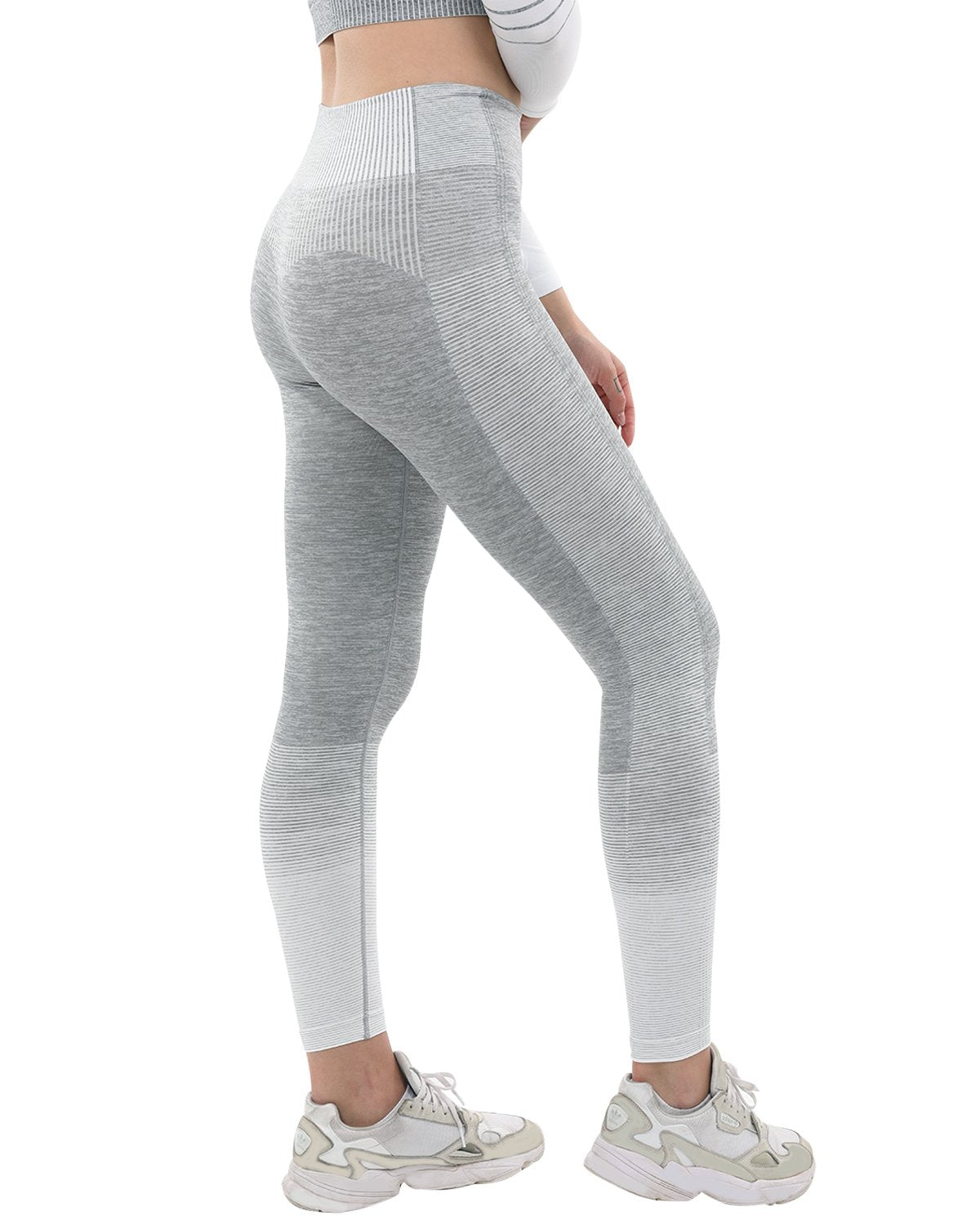 Lazurite Bocana Seamless Leggings in grey and white, women&