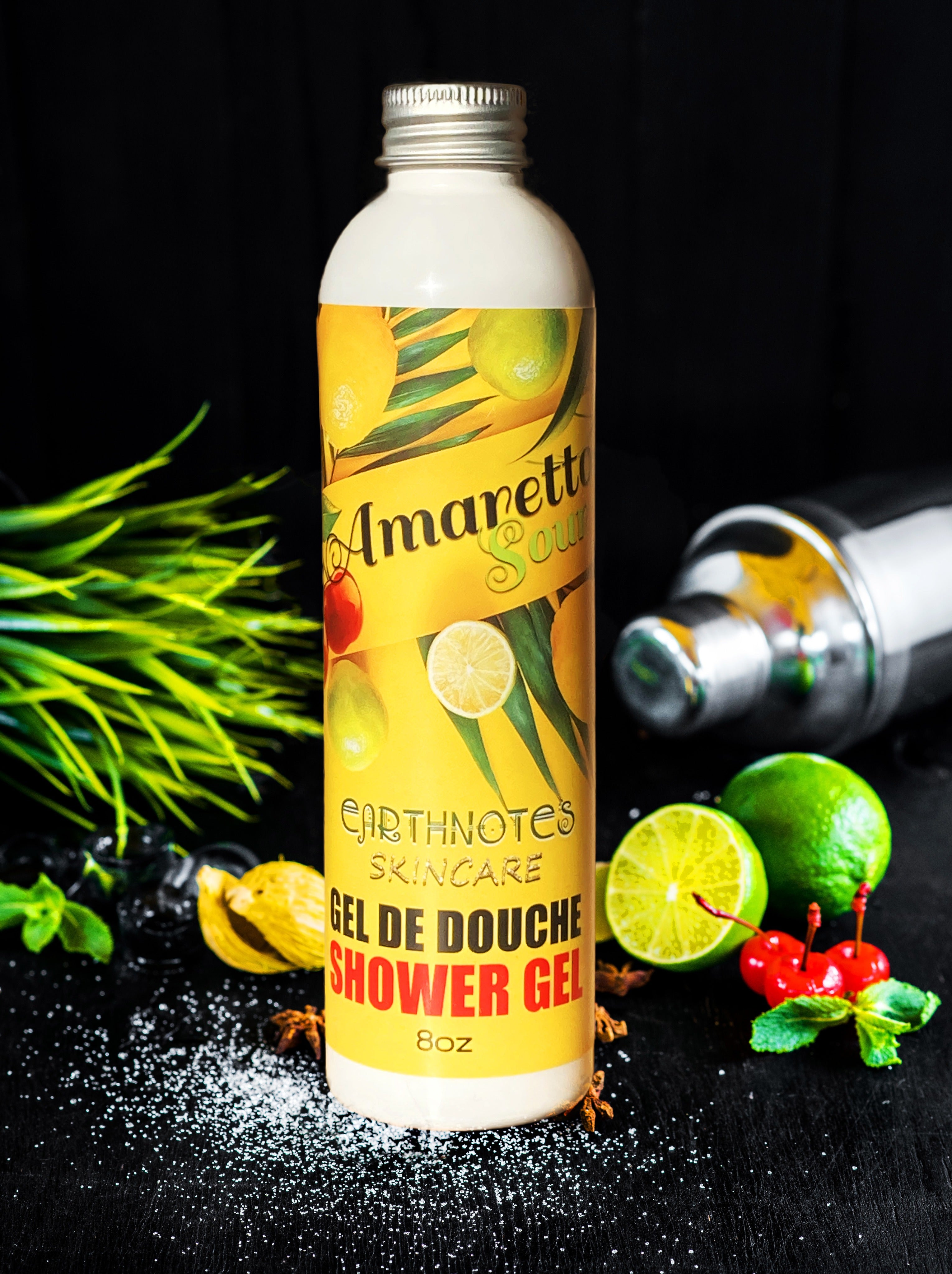 Silver Birch Cheers to Summer Shower Gel with Amaretto Sour scent, featuring a sleek bottle and vibrant summer-themed packaging.