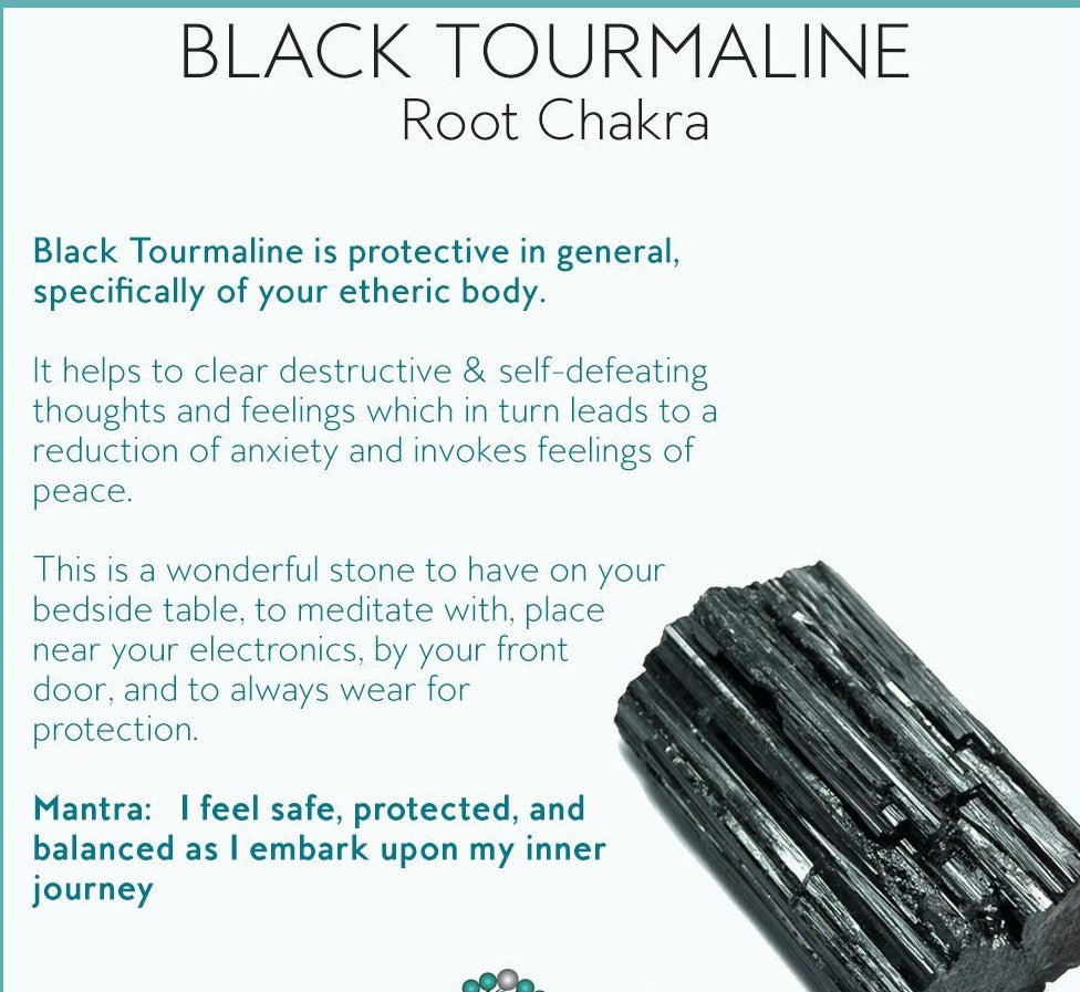Black Tourmaline and Crystal Quartz stretch bracelet with genuine crystals, featuring black and clear gemstone beads on an elastic band.