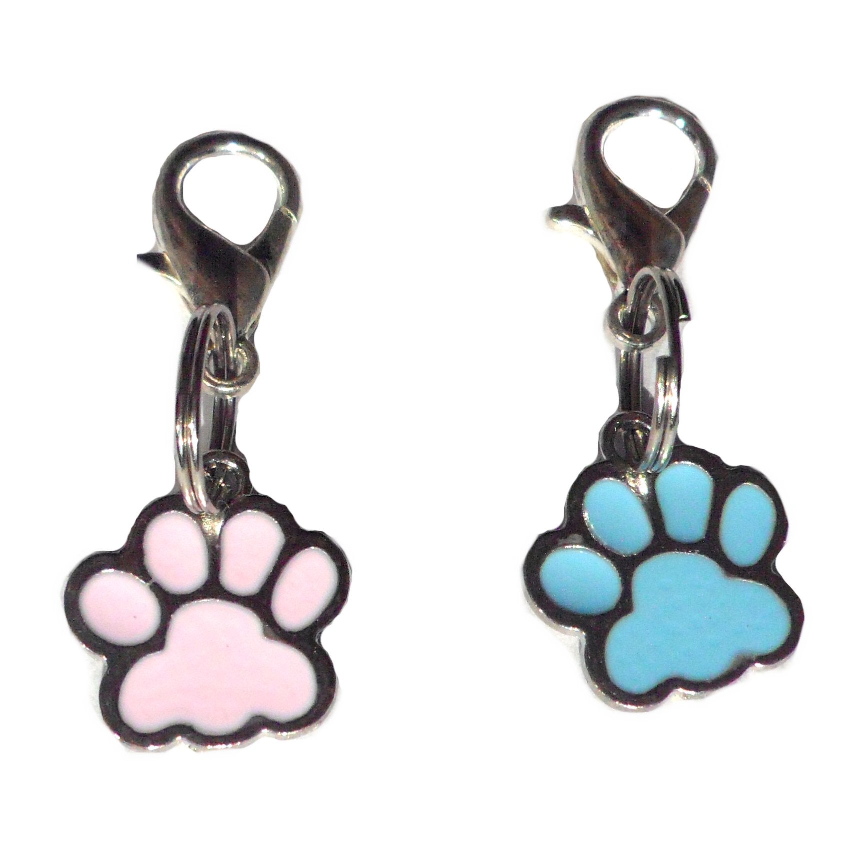 Salmon Oscar Paw-themed cat and dog collar charm attached to a pet collar, showcasing playful and colorful petwear accessories.