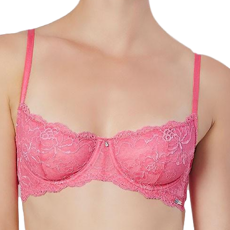 Lime Lucy Coquette lace demi cup bra from Montelle Intimates, featuring delicate black lace and supportive underwire.