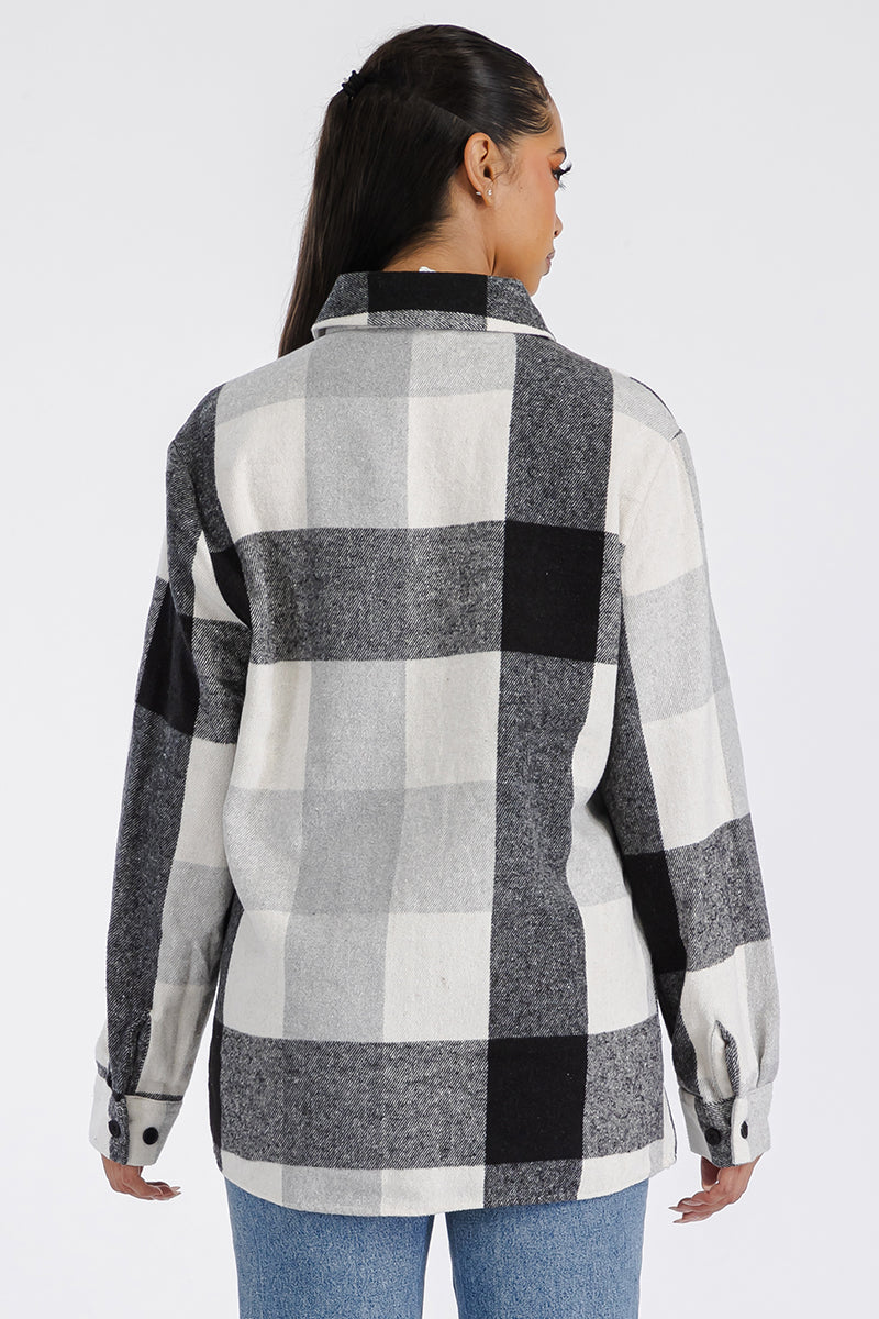 Lime Milo Boyfriend oversized soft flannel shacket in plaid pattern, casual jackets and coats for a relaxed, cozy look