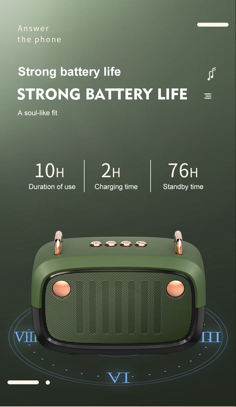 Lilac Milo portable wireless Bluetooth subwoofer speaker with FM radio, compact tech accessory for high-quality sound.