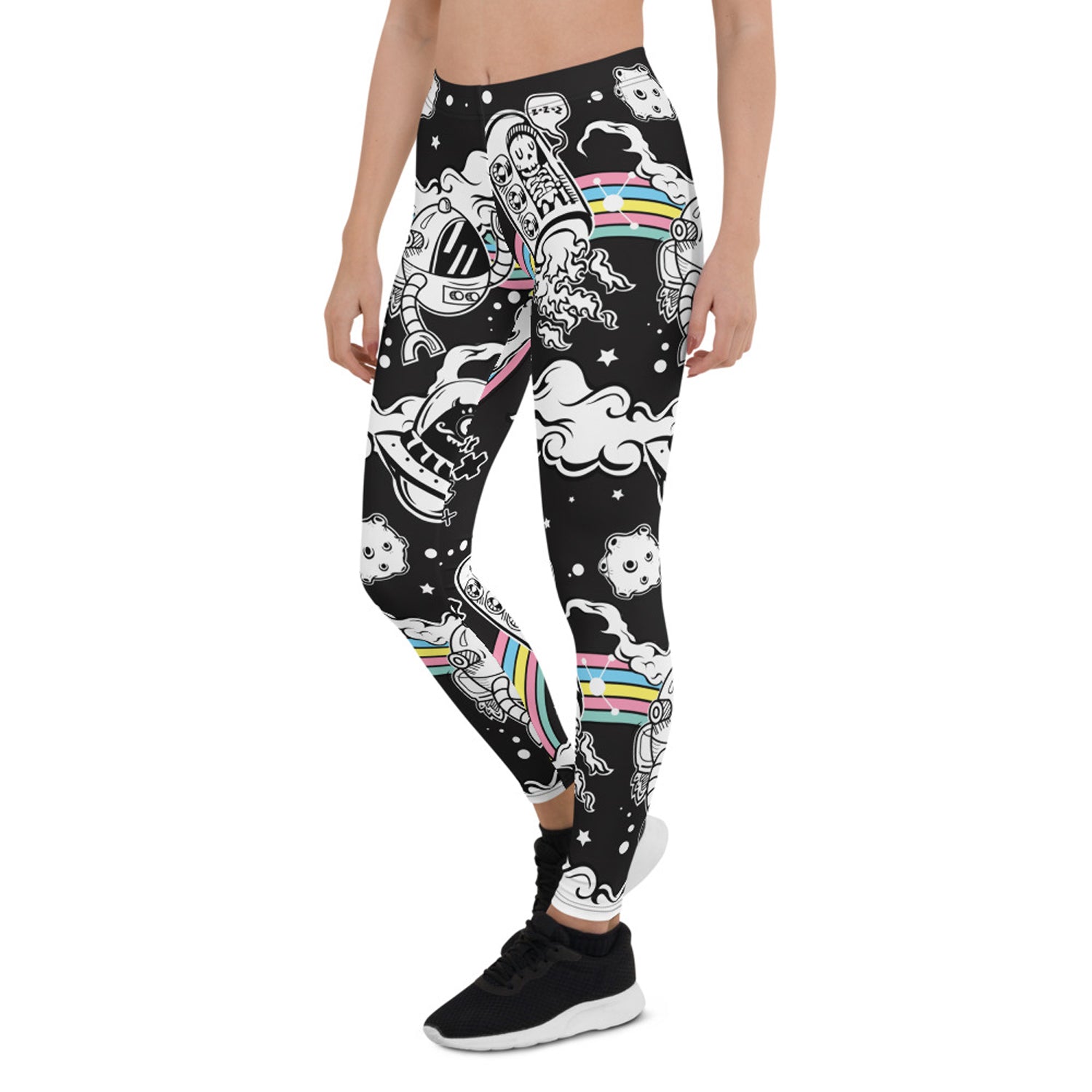 Maroon Sooty space-themed leggings for women with galaxy print, form-fitting design, and comfortable stretch fabric.