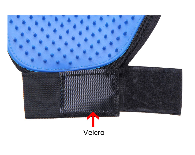 Lilac Milo pet hair remover gloves for grooming, showing textured silicone surface for removing loose pet fur during brushing.