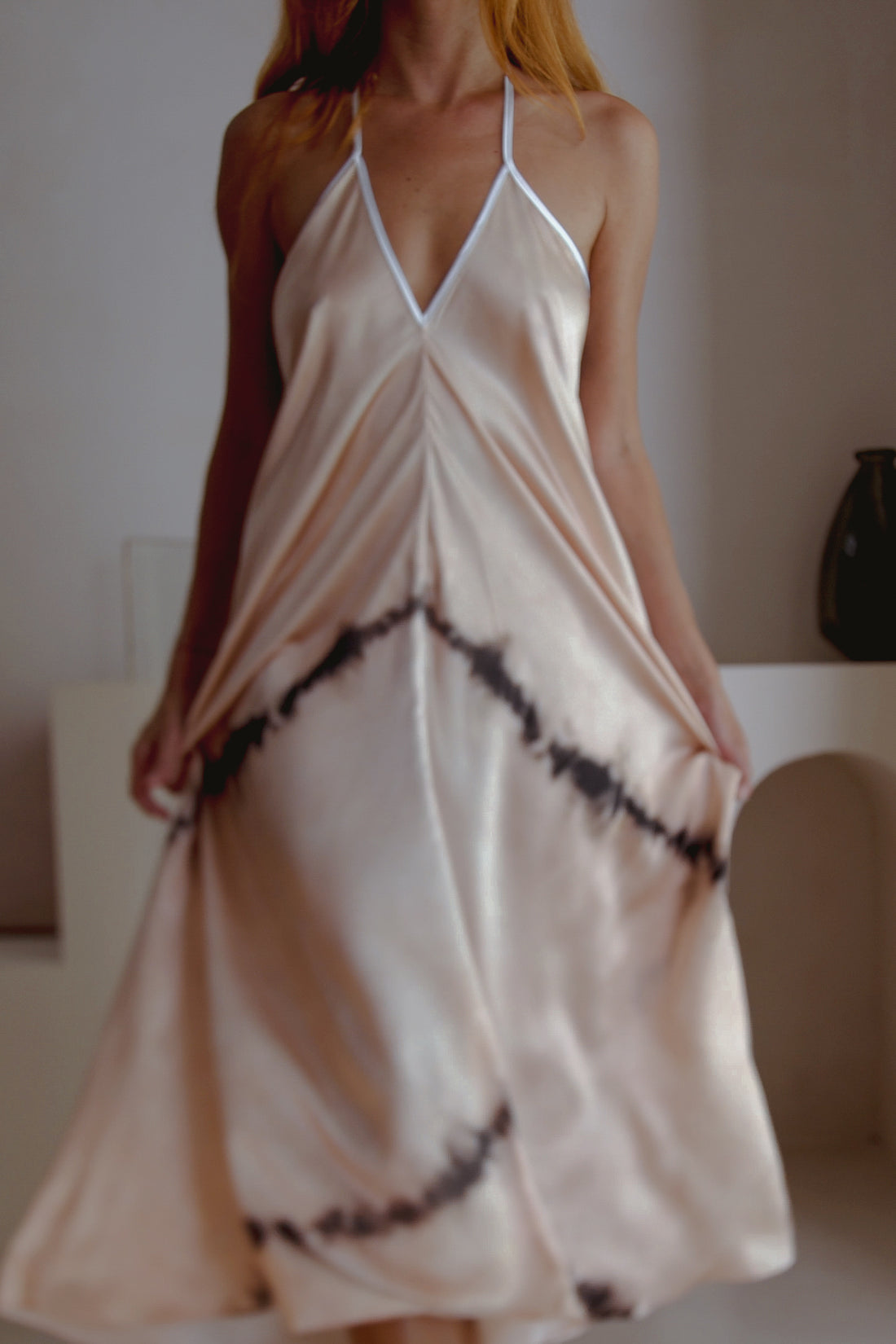 Violet Apollo Altair Silk Halter Dress in Shibori, women&