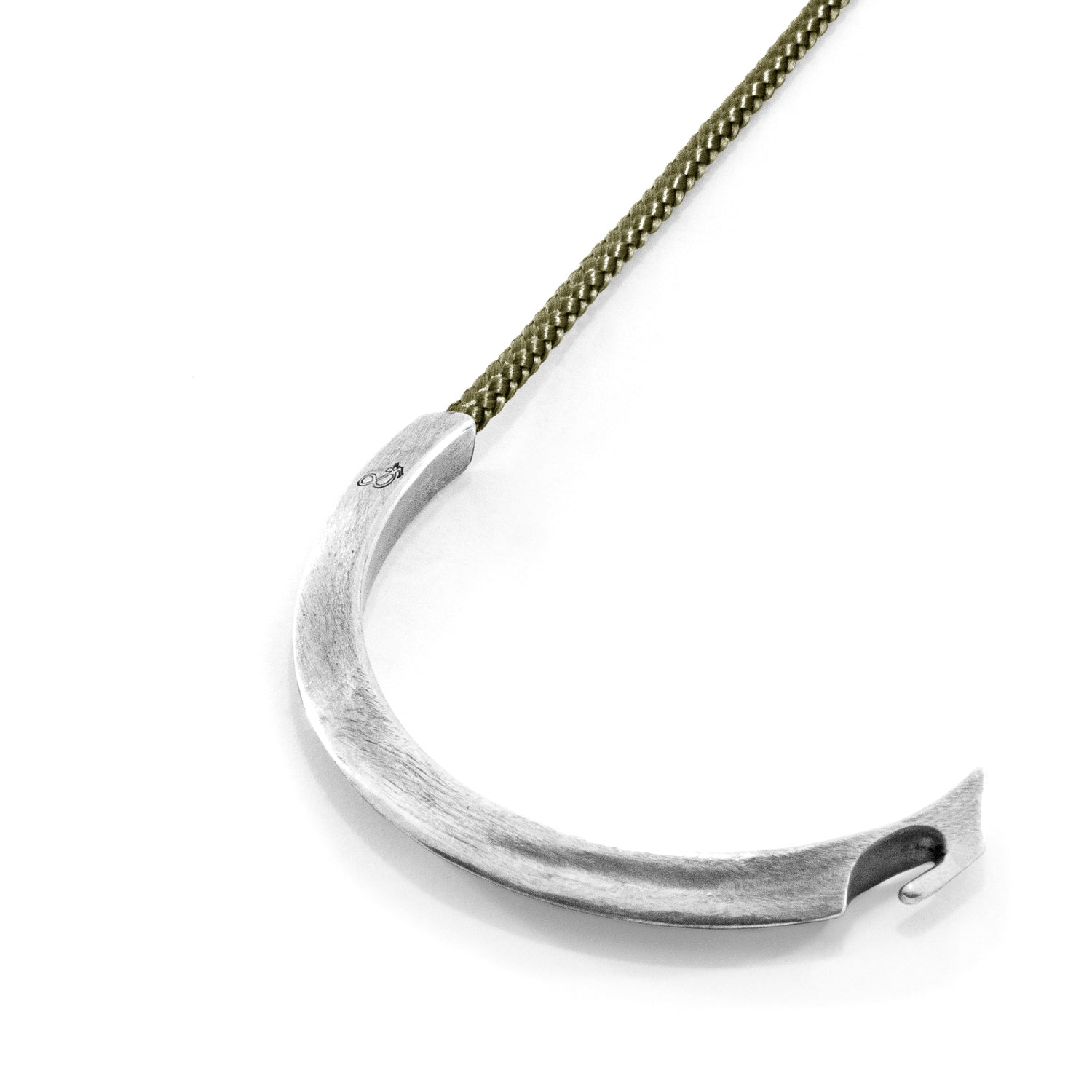 Khaki green Hove silver and rope bracelet by Magenta Sooty, featuring silver accents and woven rope design.