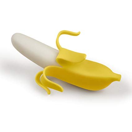 Fuchsia Molly Top Banana wine stopper with bright yellow banana design, made for sealing wine bottles and adding a fun touch.