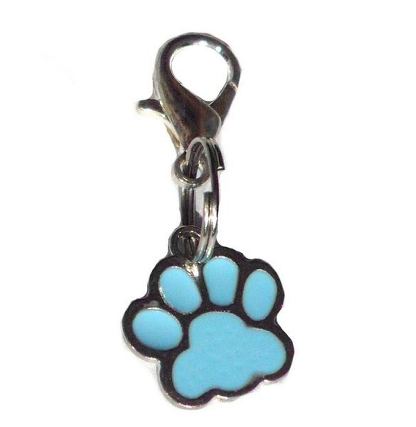 Salmon Oscar Paw Cat Dog Collar Charm attached to a pet collar, featuring a cute paw print design for cats and dogs.