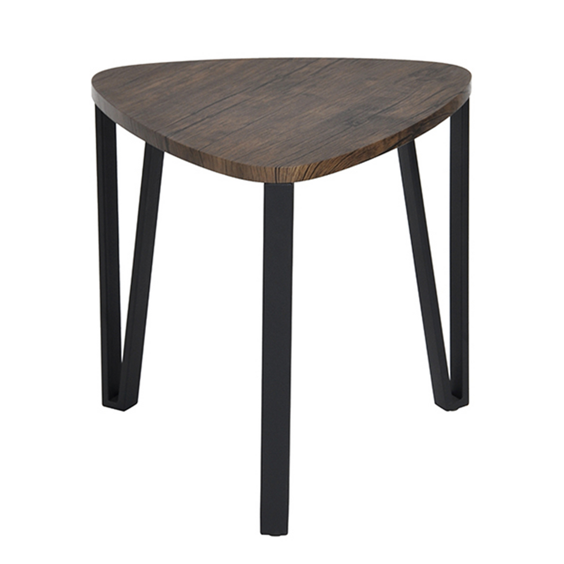 Set of three nesting triangle end coffee tables by Lilac Milo, modern furniture with sleek, geometric wooden surfaces