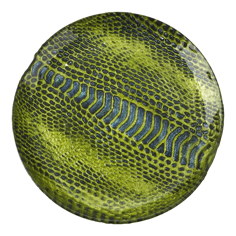 Set of four White Zeus snakeskin 6-inch canapé plates for elegant home and garden entertaining.