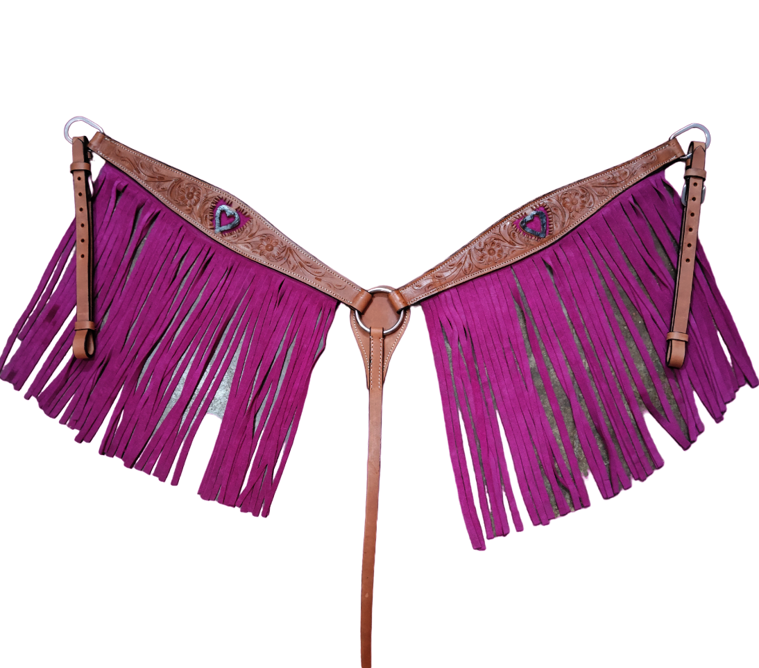 Western Natural Leather Headstall and Breast Collar by Mauve Aura, full size, showing detailed craftsmanship and durable leather.