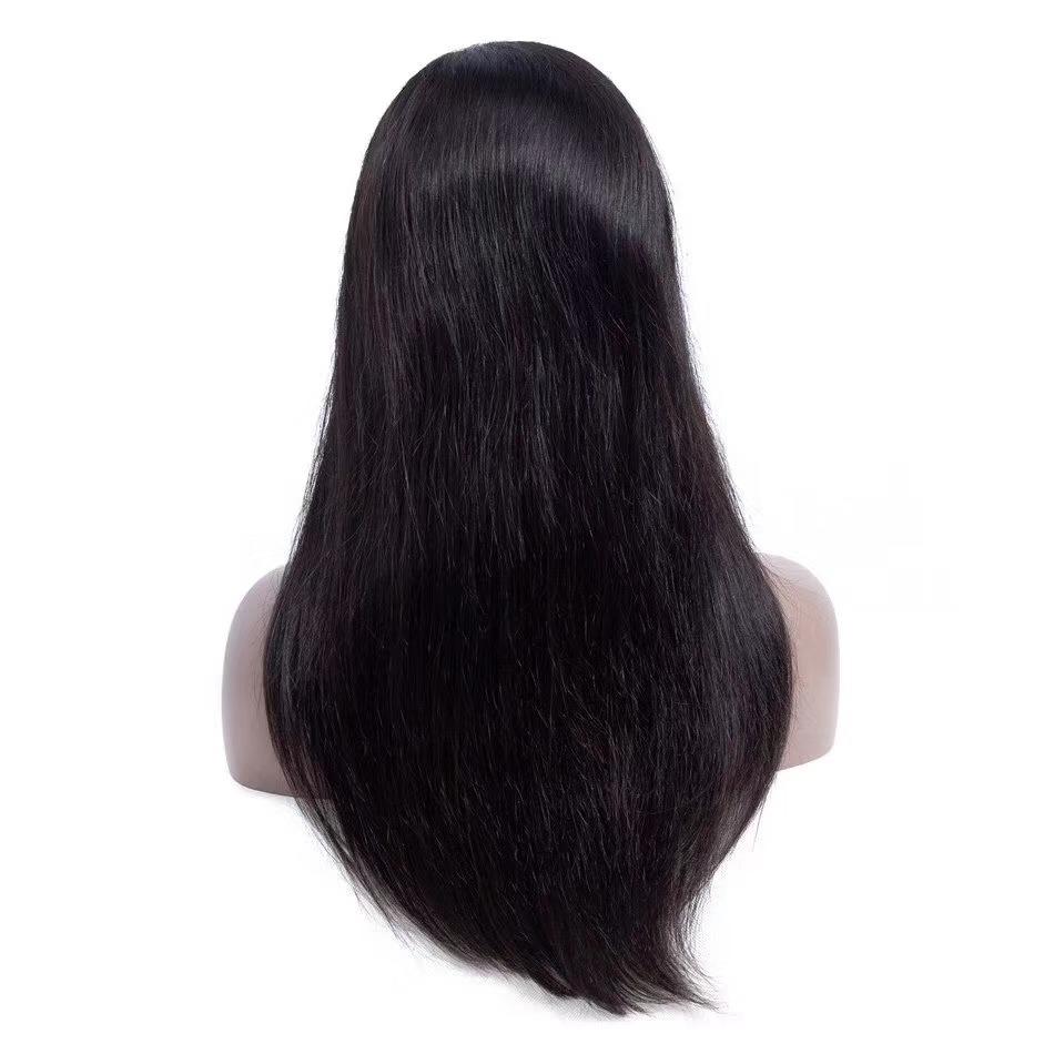Cerise Alfie straight Brazilian human hair lace frontal wig with 13x6 transparent lace, showcased on a mannequin head.