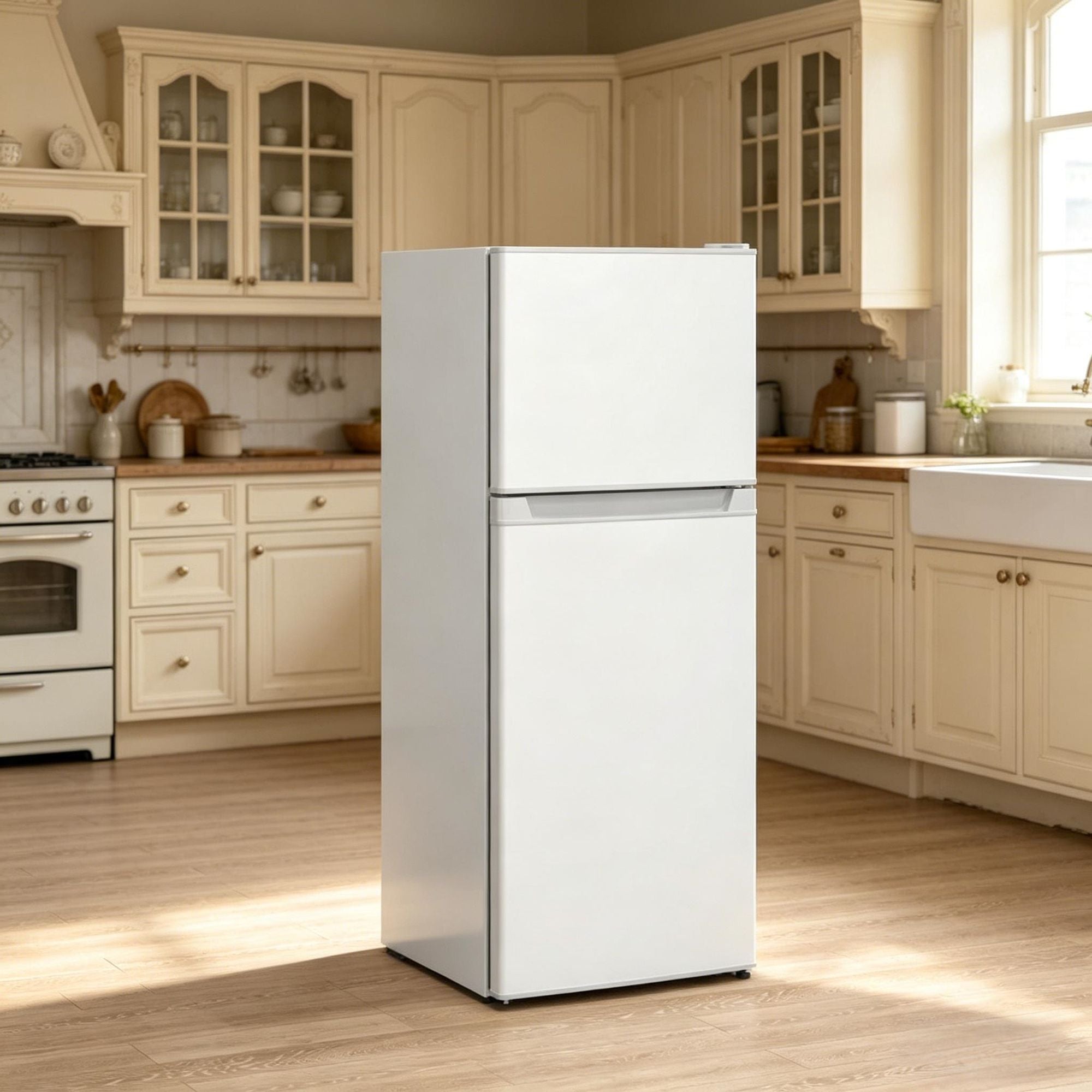 Pear Daisy portable skincare fridge for home use, compact white mini fridge with digital display and adjustable temperature settings.