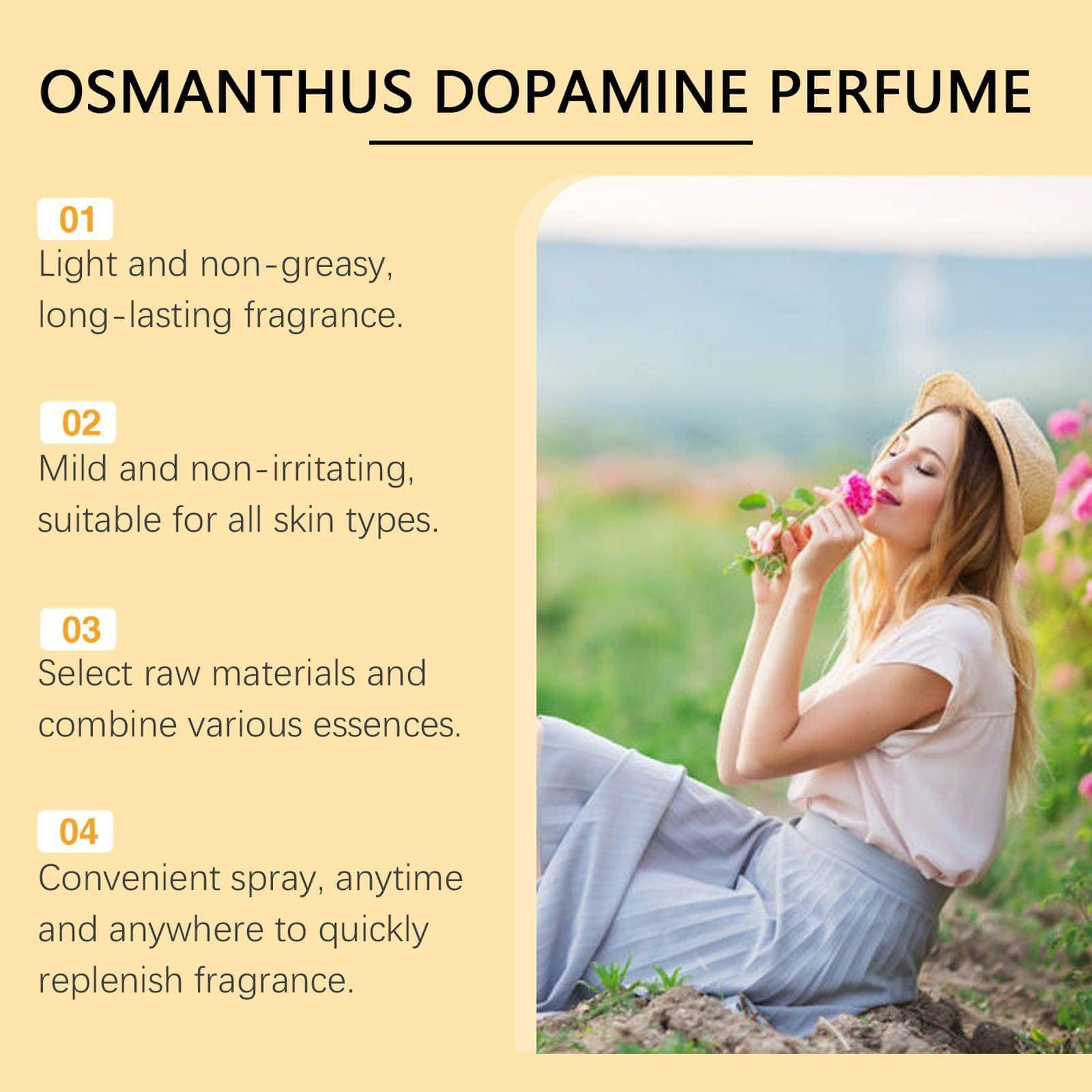 Carmine Juneberry Osmanthus Gilding perfume spray for long-lasting, light floral bodycare with elegant packaging.