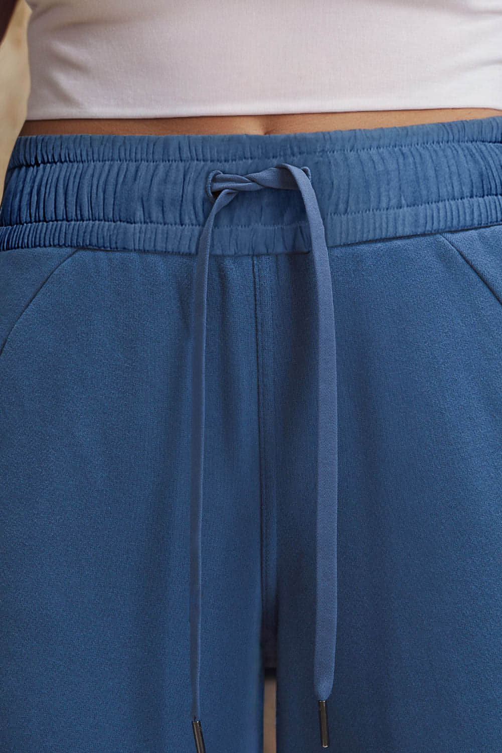 Carmine Juneberry Sail Blue high waist wide-leg sweatpants with drawstring, pockets, and comfortable fabric for casual wear.