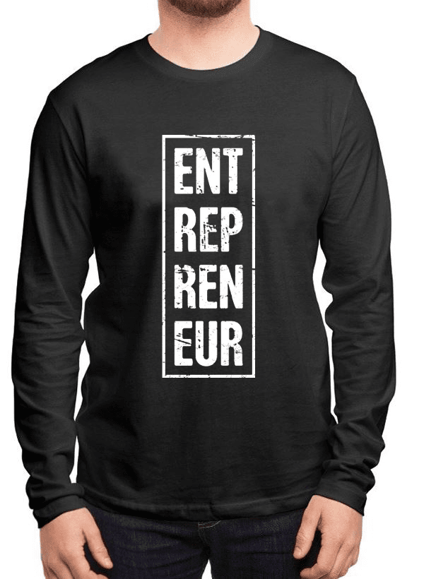 Scorpius Entrepreneur Vertical Full Sleeves T-shirt, black casual T-shirt with bold vertical design on front.