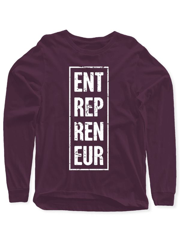Scorpius Entrepreneur vertical full sleeves T-shirt in black, casual fit with printed logo, long sleeve design, front view.