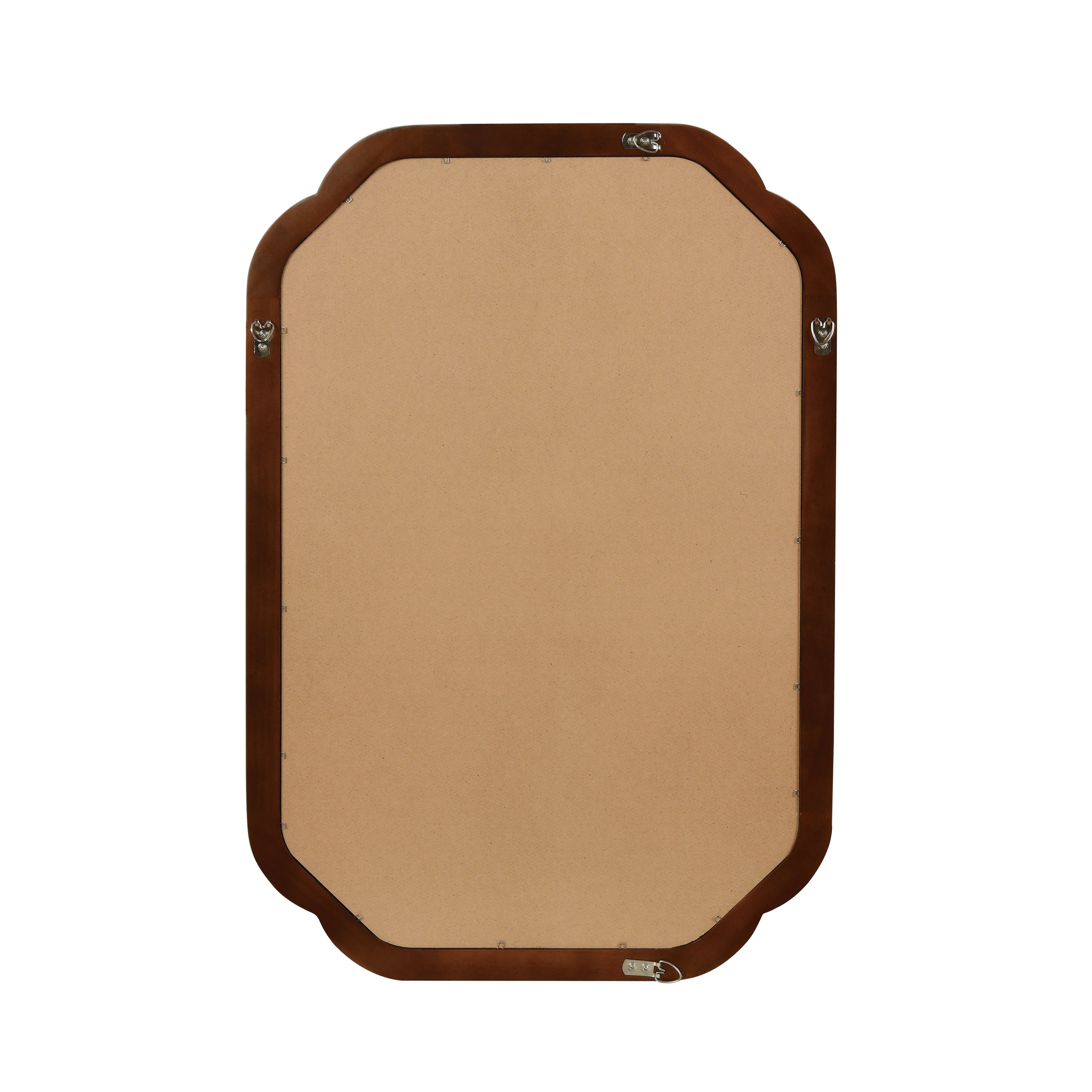 Sangria Beech solid wood frame decorative mirror with rounded corners, ideal for bedroom wall decor, showcasing a sleek, natural wood finish.