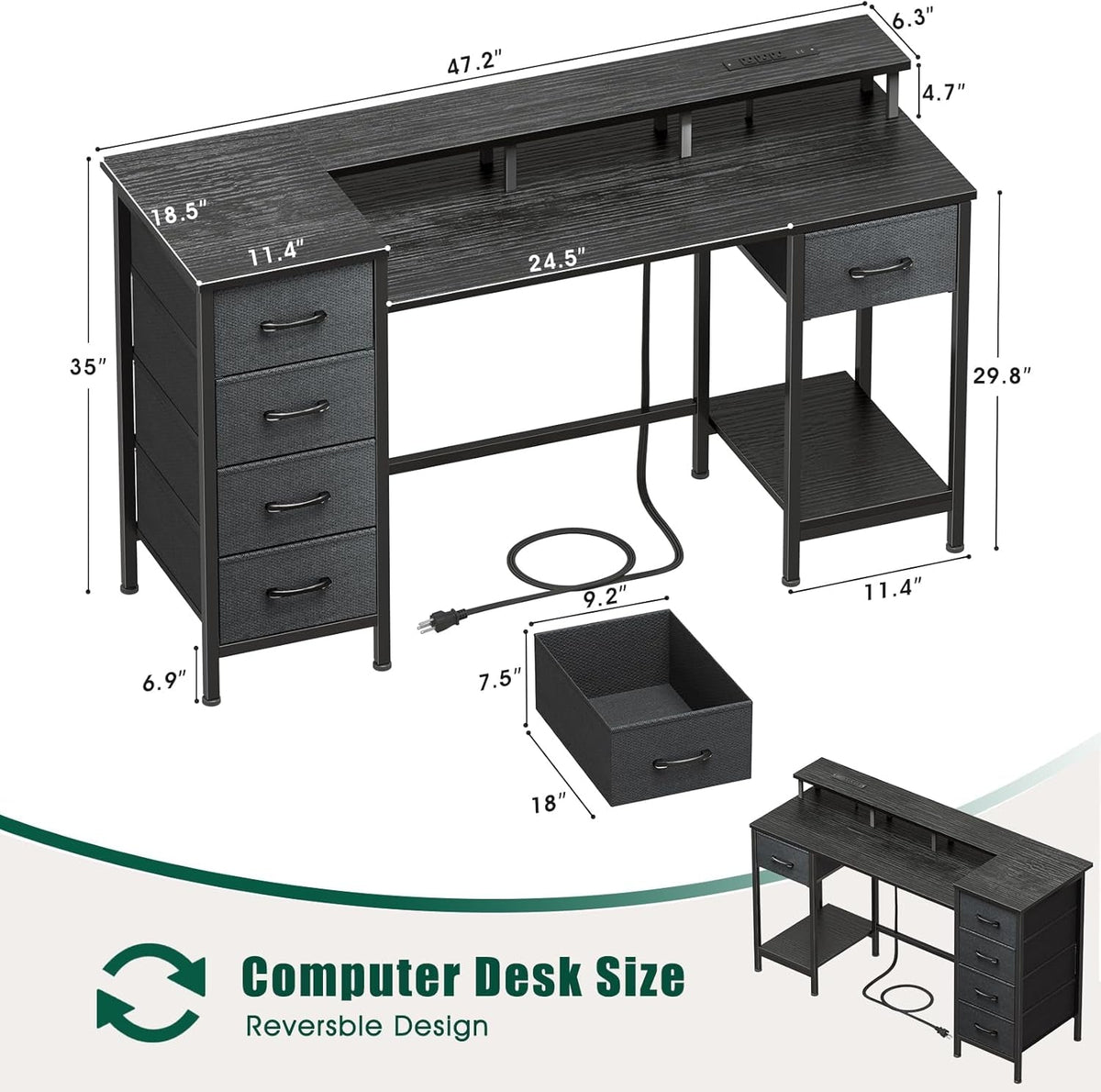 Forty Seven Inch Gaming Desk With RGB LED Illumination
