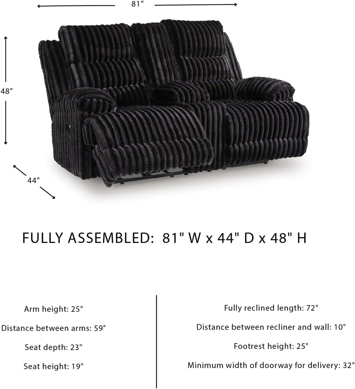 Black Contemporary Reclining Loveseat With USB Charging