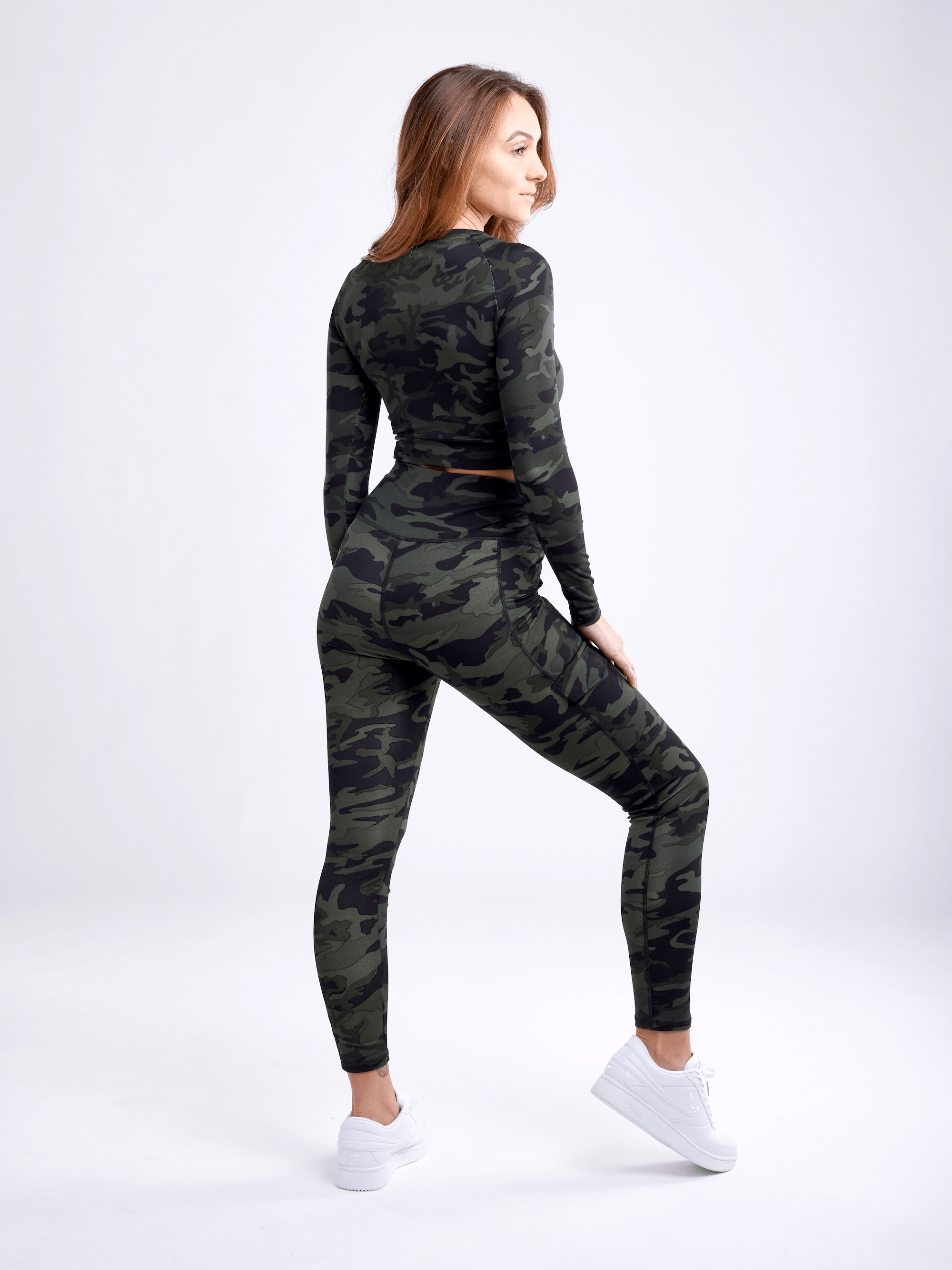 Black Lavender JupiterGear long-sleeve crop top, stylish activewear with a fitted design and soft fabric, perfect for workouts and casual wear.