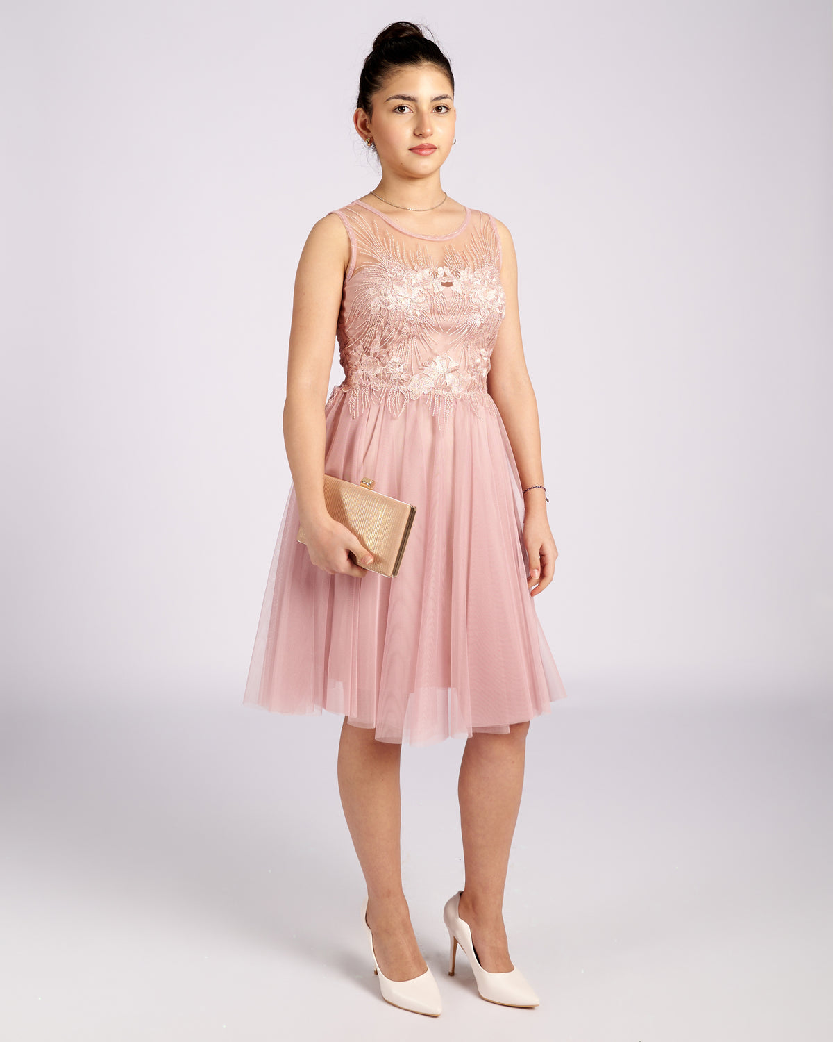 Mia Pink Tulle and Lace knee length Dress " evening dresses "