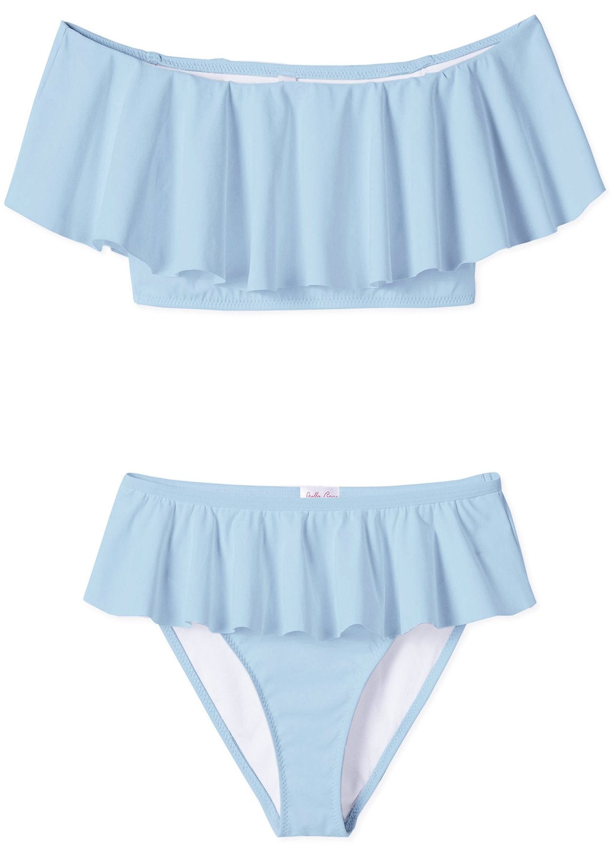 Girls’ blue draped bikini from Ivory Trillium, featuring a stylish, comfortable design for kids&