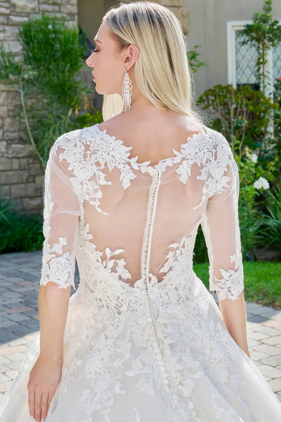 Wedding dresses/ivory cream embroidered glitter mesh v neck wedding gown with one half sleeve GL1803 GLGL1803
