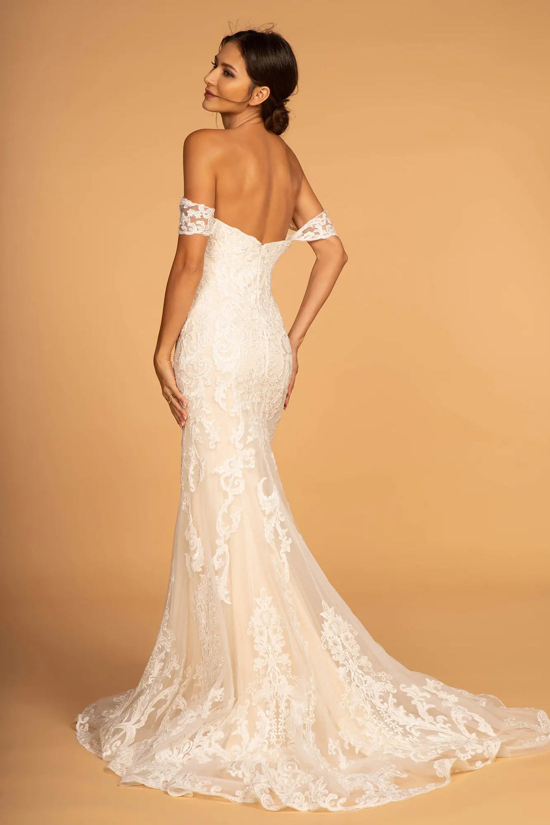 GL2591 Ivory Champagne Embroidered Mermaid Wedding Gown