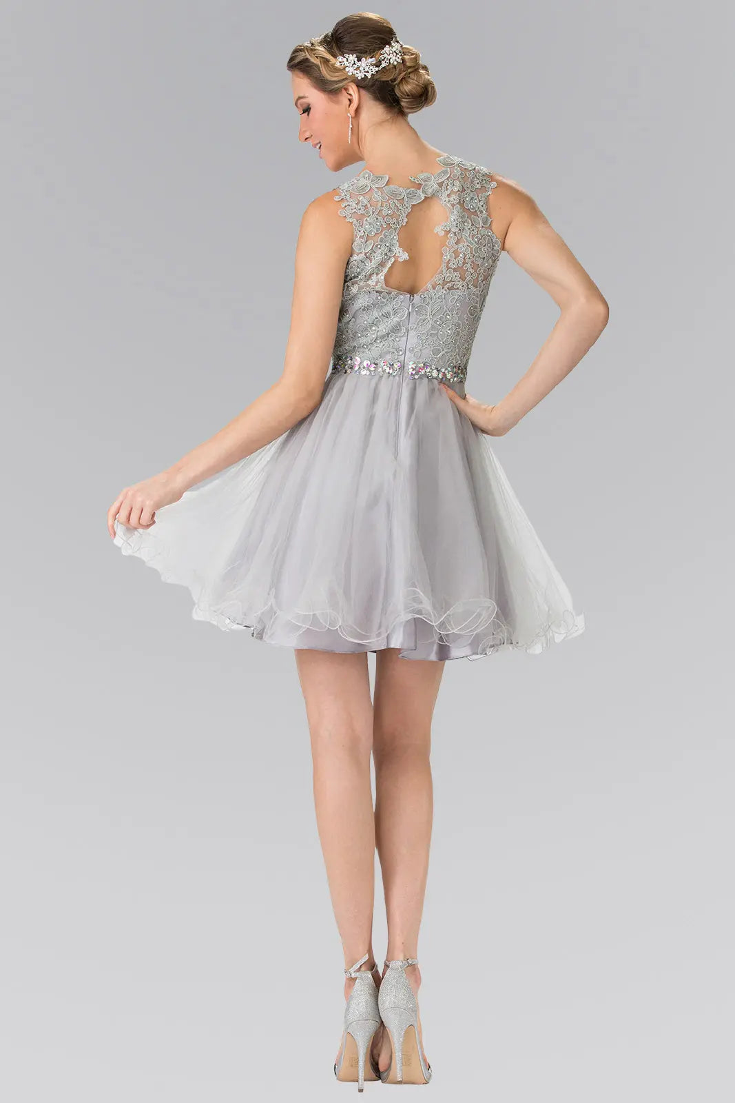 Bridesmaid dresses/black blush burgundy champagne mint navy silver snow white mauve lace illusion top a line short dress with beaded waist GS2375 GLGS2375