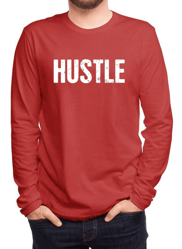 Scorpius Hustle full sleeves T-shirt in black with bold print, casual long-sleeve T-shirt for men.