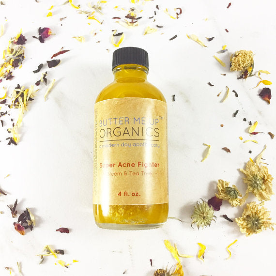 White Smokey Super Acne Fighter organic acne treatment skincare product in a sleek container with natural ingredients.