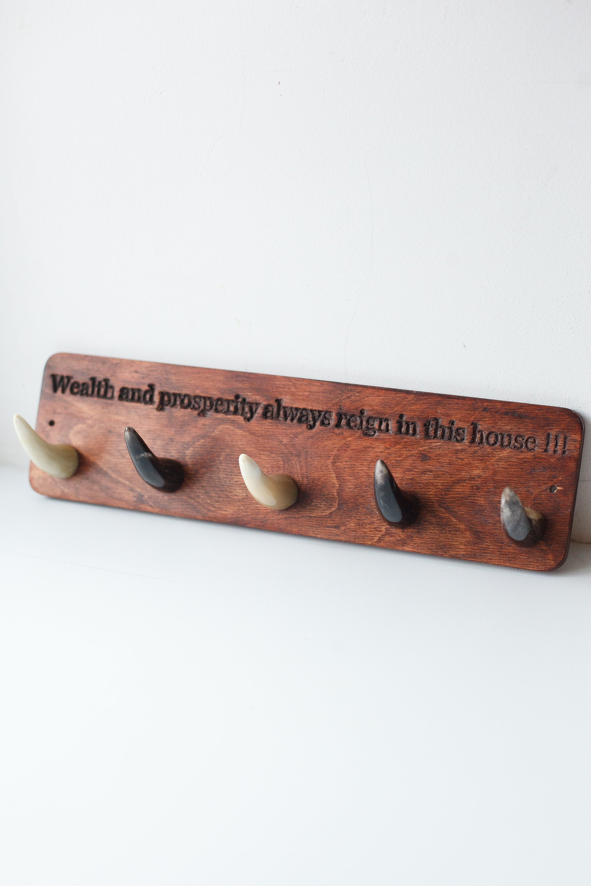 Coral Chronos wall key holder hook for entryway, jewelry and watch organizer with multiple hooks for keys and accessories.